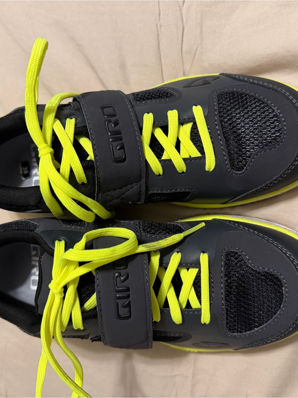 Giro Women’s Black Cycling Shoes with Neon Yellow Shoestrings